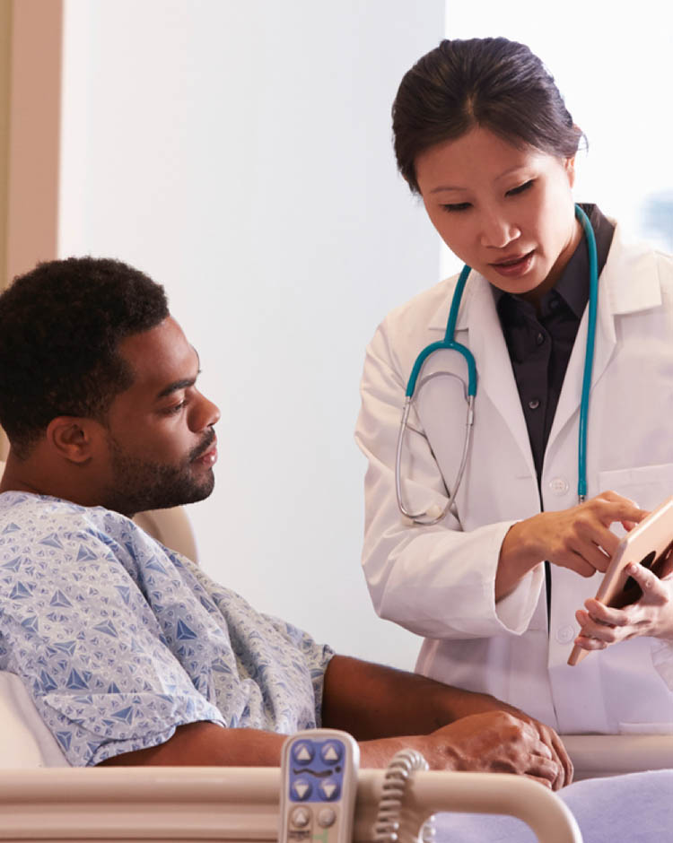 Nurse talking to a patient